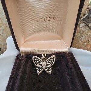 Solid 14kt Gold Butterfly Pendant